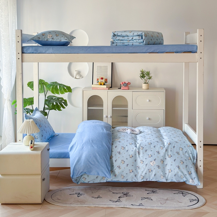 91家纺网 家纺一手货源 找家纺 简冠 开学季2025植物羊绒学生宿舍上下铺学生三件套学生床垫被子被芯大礼包嘟都宝贝