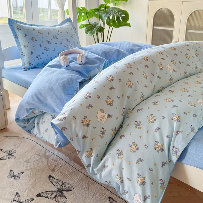 91家纺网 家纺一手货源 找家纺 简冠 开学季2025植物羊绒学生宿舍上下铺学生三件套学生床垫被子被芯大礼包嘟都宝贝