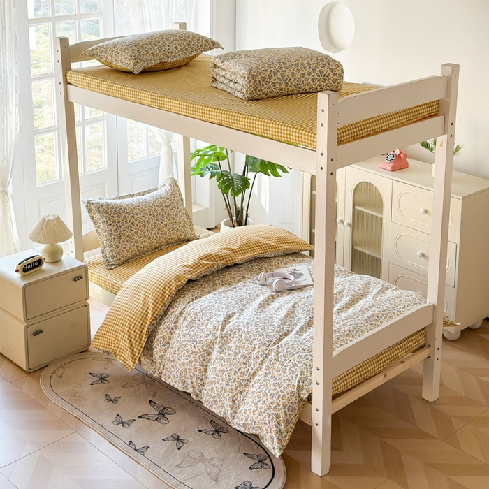 简冠 开学季2025植物羊绒学生宿舍上下铺学生三件套学生床垫被子被芯大礼包花野仙踪