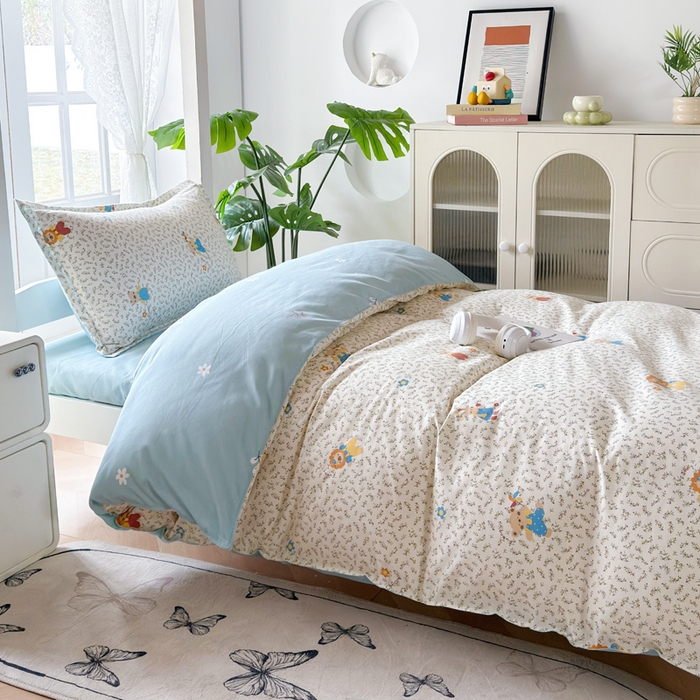 91家纺网 家纺一手货源 找家纺 简冠 开学季2025植物羊绒学生宿舍上下铺学生三件套学生床垫被子被芯大礼包快乐舞步