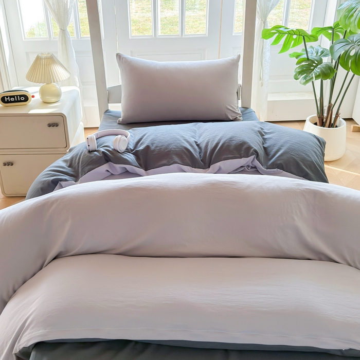 91家纺网 家纺一手货源 找家纺 简冠 开学季2025植物羊绒学生宿舍上下铺学生三件套学生床垫被子被芯大礼包浅灰+深灰