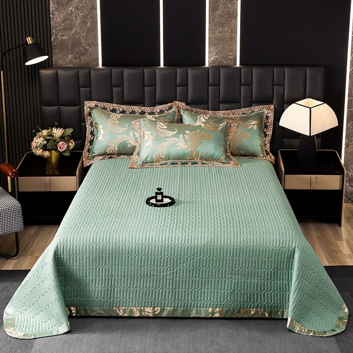 91家纺网 家纺一手货源 找家纺 （总）提花大世界 2026新款直播爆款水洗真丝天丝贡缎提花夹棉床盖花边四件套