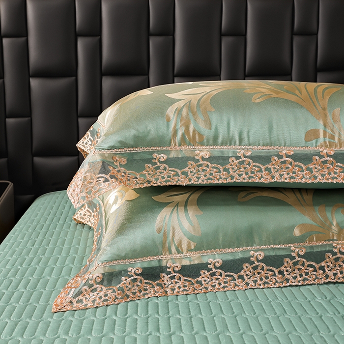 91家纺网 家纺一手货源 找家纺 （总）提花大世界 2026新款直播爆款水洗真丝天丝贡缎提花夹棉床盖花边四件套