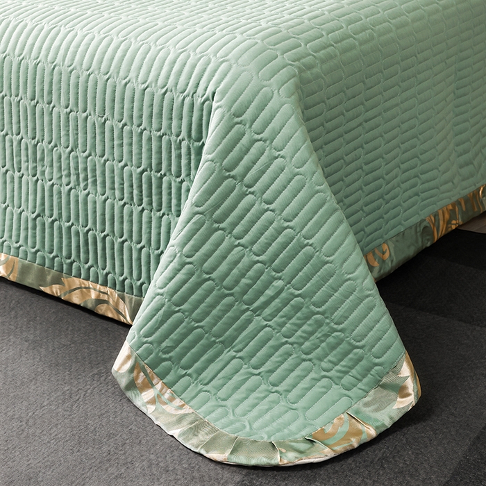 91家纺网 家纺一手货源 找家纺 （总）提花大世界 2026新款直播爆款水洗真丝天丝贡缎提花夹棉床盖花边四件套