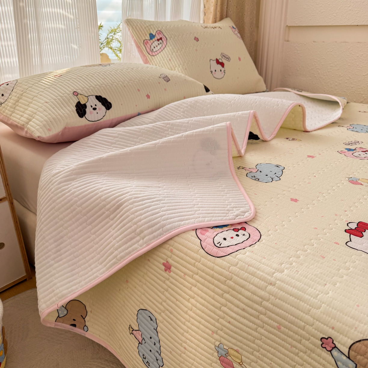 91家纺网 家纺一手货源 找家纺 （总）KA家纺 2026春夏新款小清新全棉纯棉印花床盖三件套-第一波