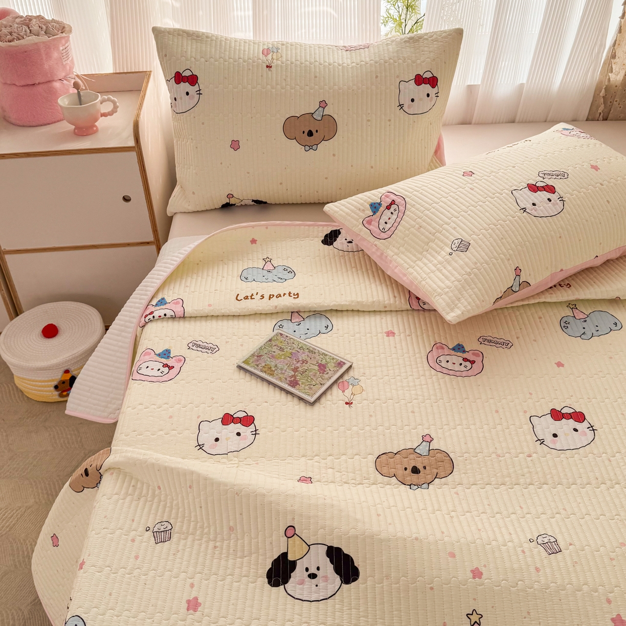 91家纺网 家纺一手货源 找家纺 （总）KA家纺 2026春夏新款小清新全棉纯棉印花床盖三件套-第一波