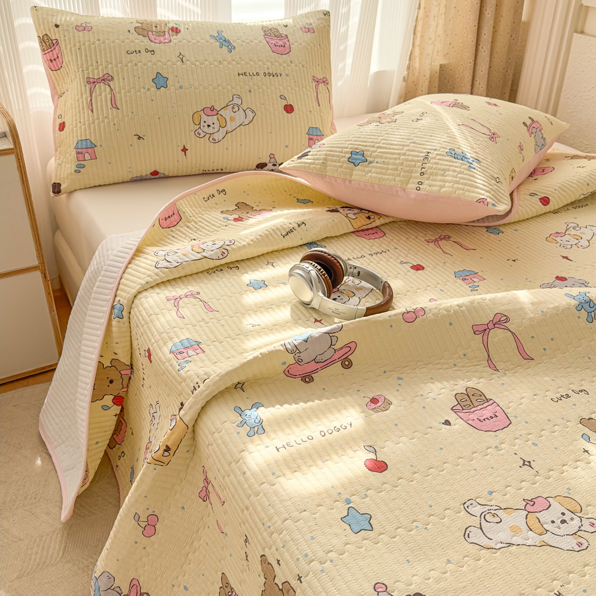 91家纺网 家纺一手货源 找家纺 （总）KA家纺 2026春夏新款小清新全棉纯棉印花床盖三件套-第一波