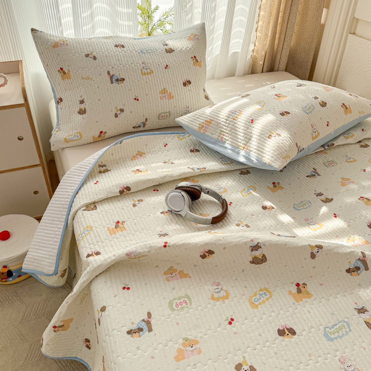 KA家纺 2026春夏新款小清新全棉纯棉印花床盖三件套-第一波 春日萌宠