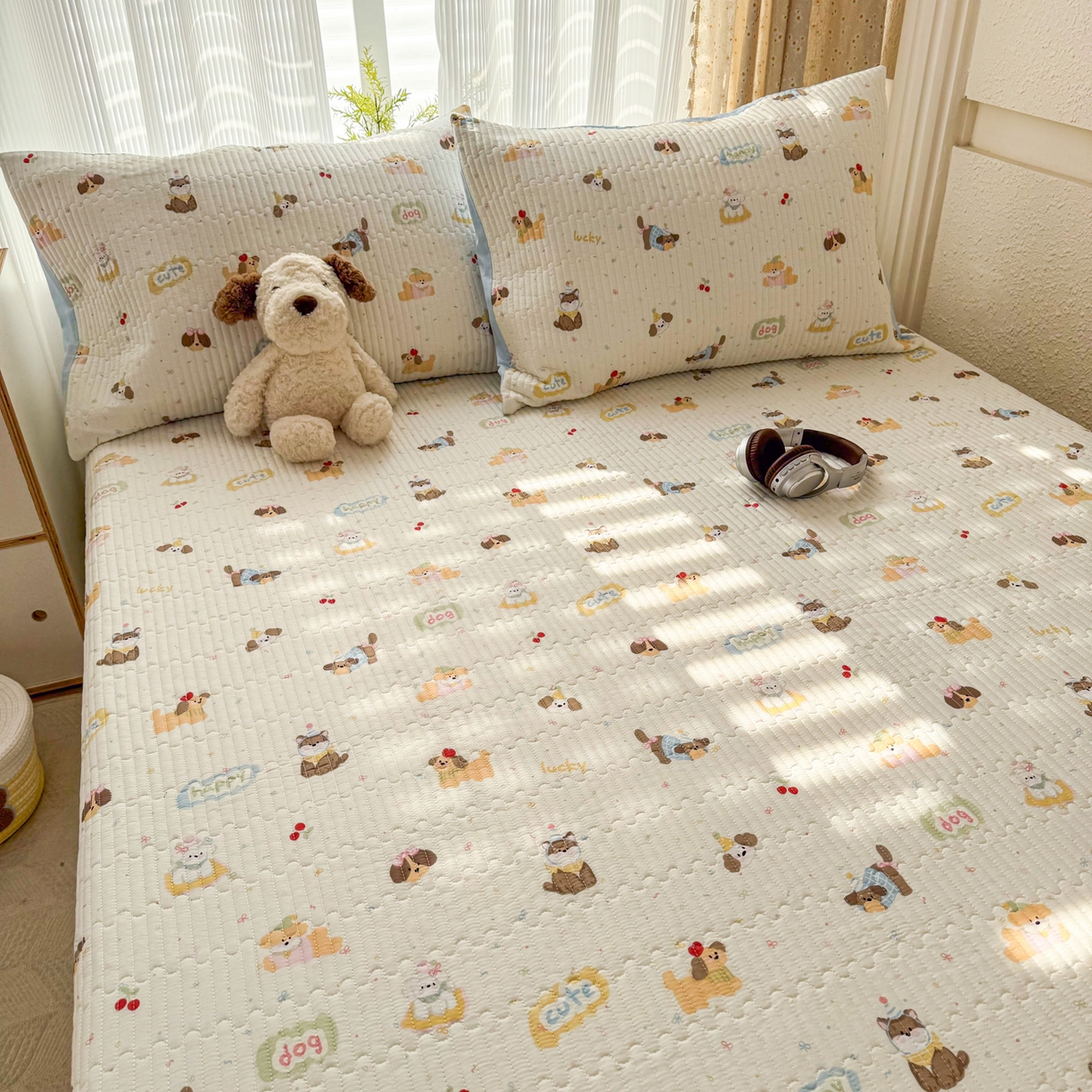 91家纺网 家纺一手货源 找家纺 KA家纺 2026春夏新款小清新全棉纯棉印花床盖三件套-第一波 春日萌宠