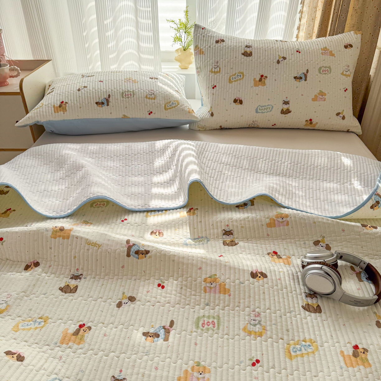 91家纺网 家纺一手货源 找家纺 KA家纺 2026春夏新款小清新全棉纯棉印花床盖三件套-第一波 春日萌宠