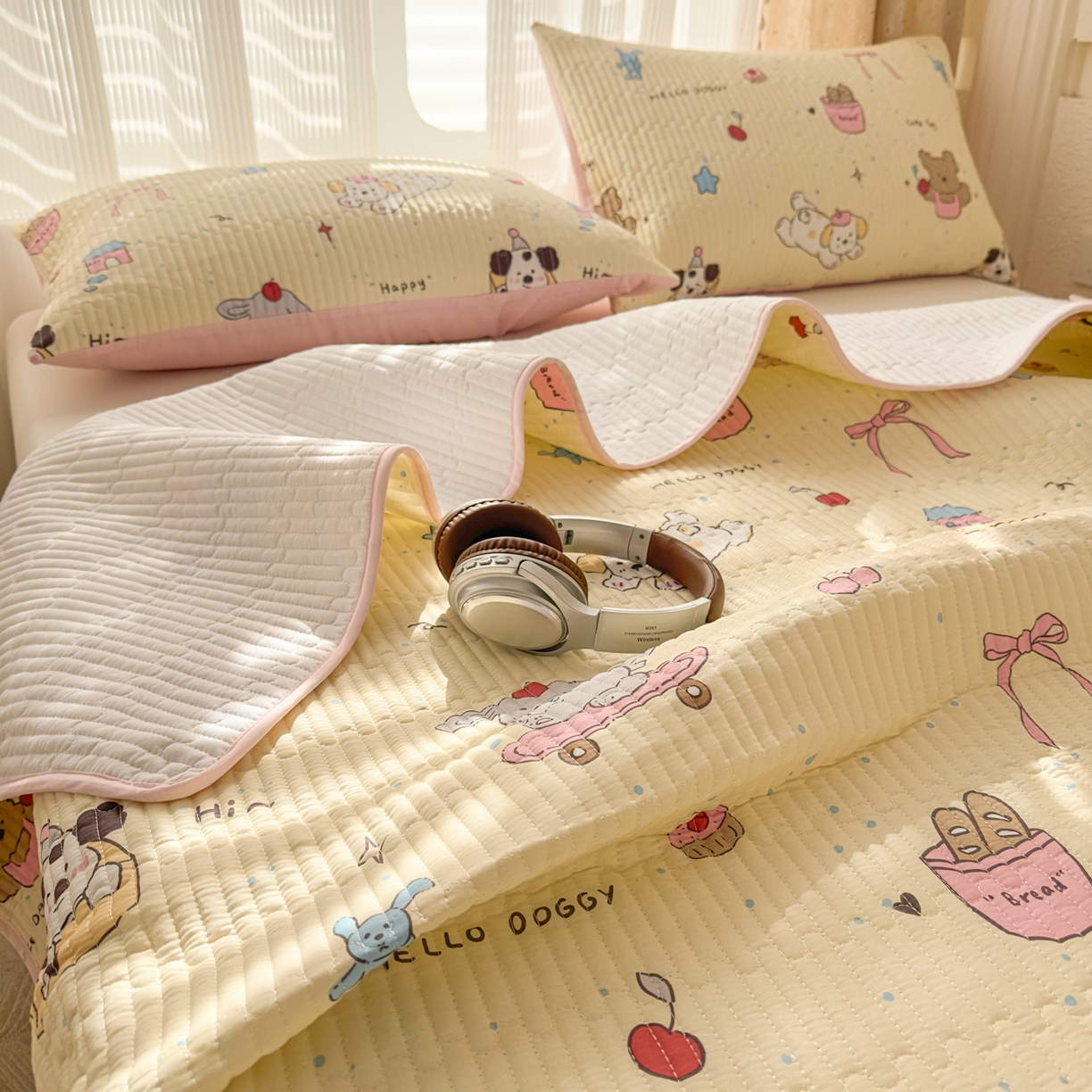 91家纺网 家纺一手货源 找家纺 KA家纺 2026春夏新款小清新全棉纯棉印花床盖三件套-第一波 可爱颂