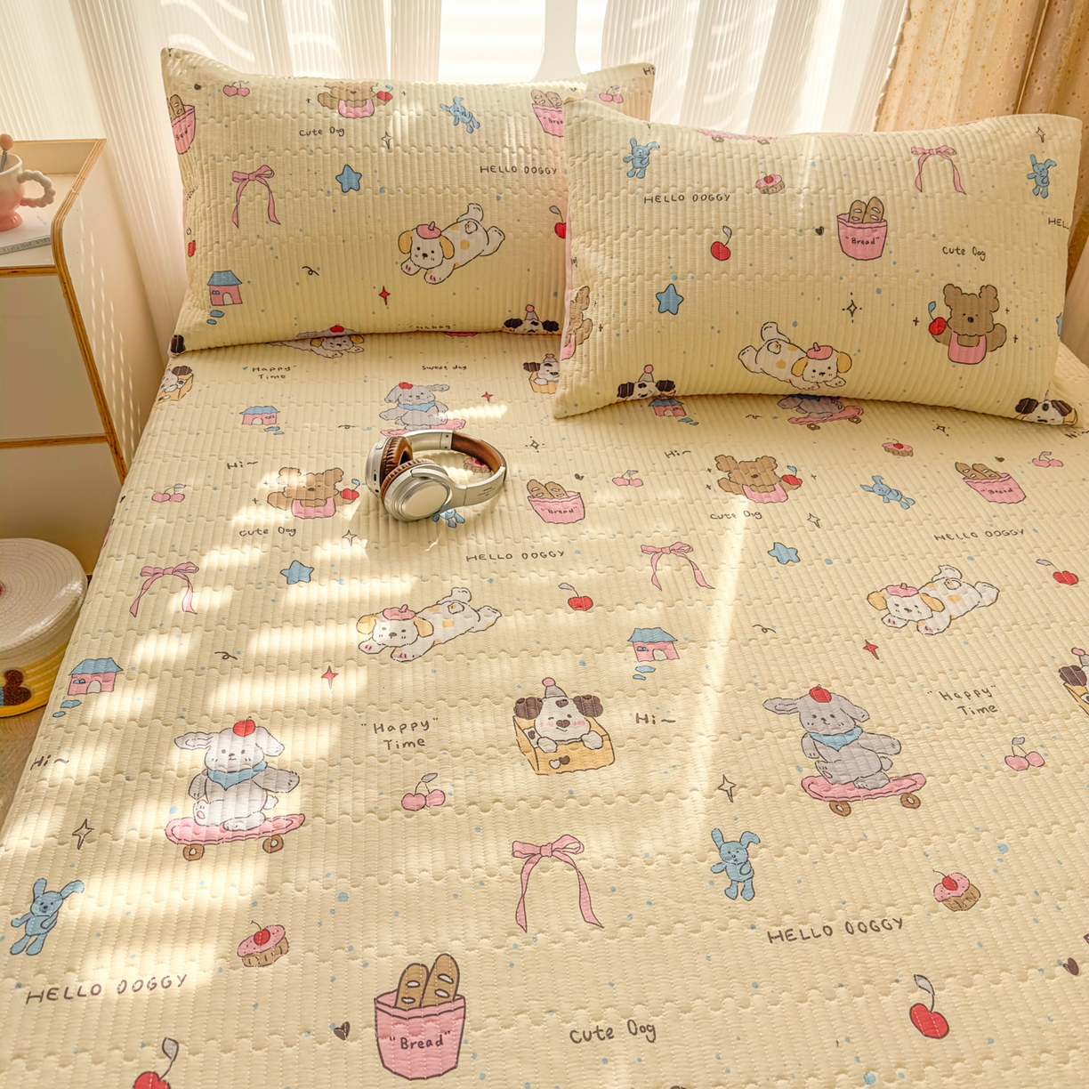 91家纺网 家纺一手货源 找家纺 KA家纺 2026春夏新款小清新全棉纯棉印花床盖三件套-第一波 可爱颂