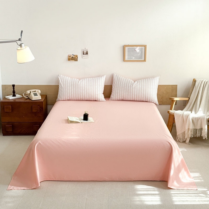 91家纺网 家纺一手货源 找家纺 合欢（原天一阁） 2026新款100%全棉纯棉13372简约时尚四件套 条纹粉