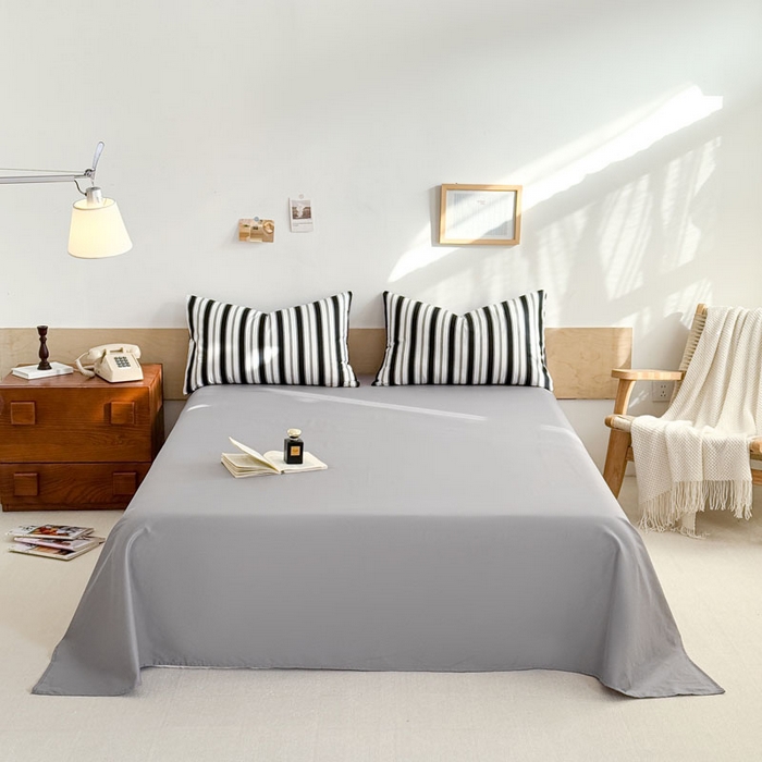 91家纺网 家纺一手货源 找家纺 合欢（原天一阁） 2026新款100%全棉纯棉13372简约时尚四件套 条纹黑