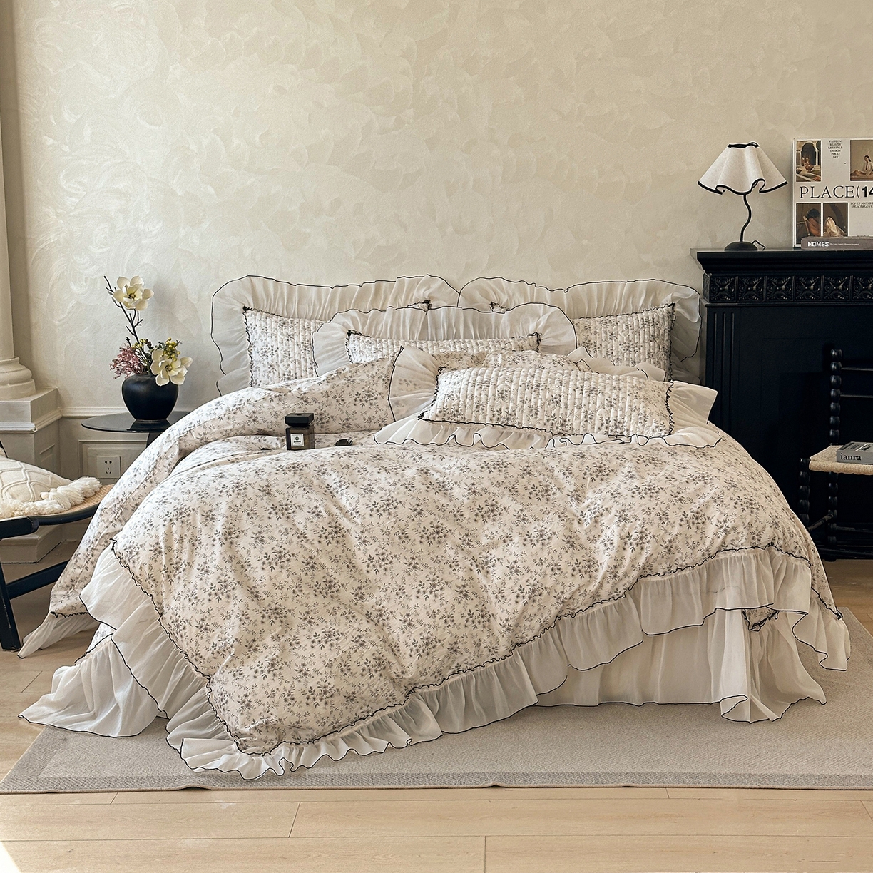 91家纺网 家纺一手货源 找家纺 （总）宜凡家纺 2026新款全棉法式碎花床盖四件套（所有四件套价格不得低于供货价+60元出售）