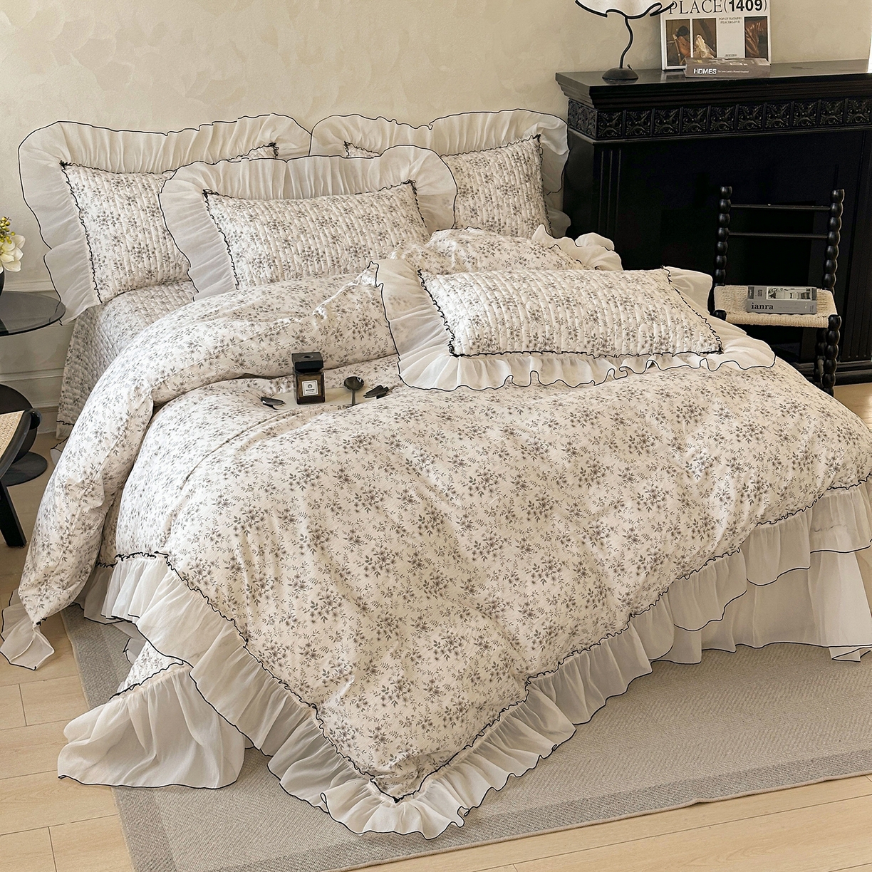 91家纺网 家纺一手货源 找家纺 （总）宜凡家纺 2026新款全棉法式碎花床盖四件套（所有四件套价格不得低于供货价+60元出售）