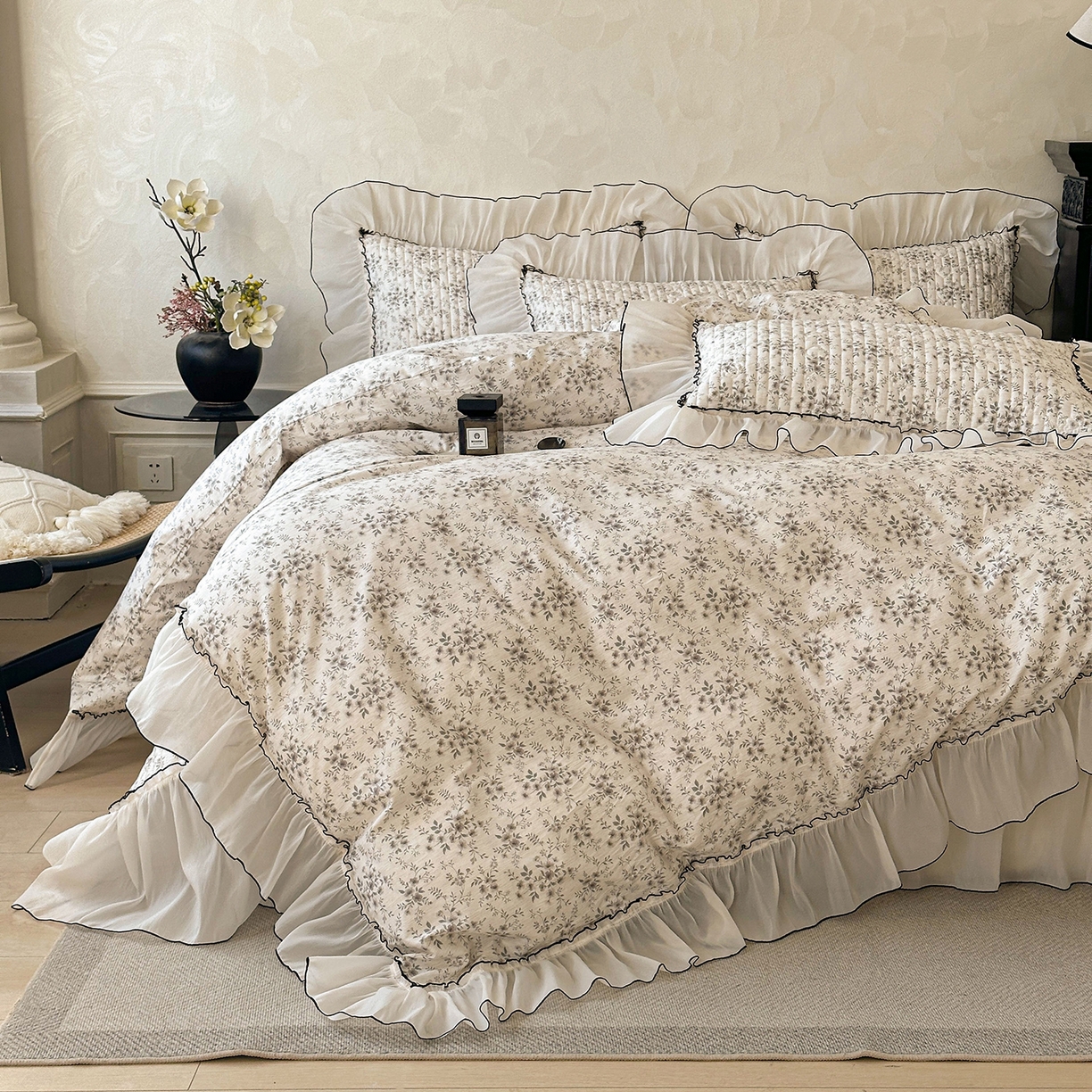 91家纺网 家纺一手货源 找家纺 （总）宜凡家纺 2026新款全棉法式碎花床盖四件套（所有四件套价格不得低于供货价+60元出售）