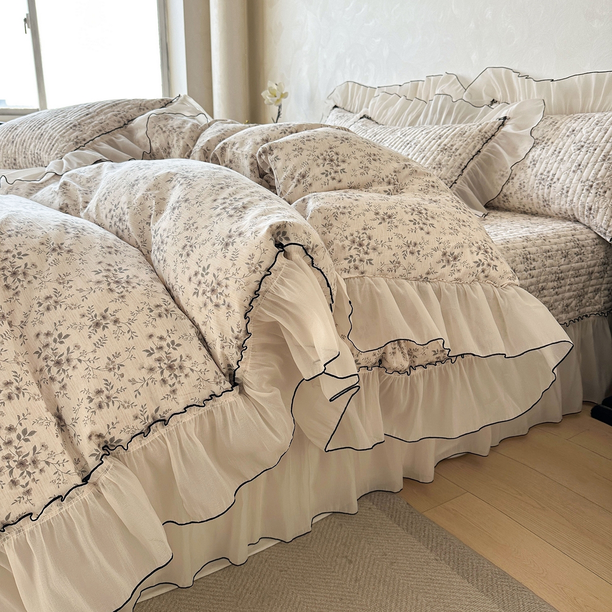 91家纺网 家纺一手货源 找家纺 （总）宜凡家纺 2026新款全棉法式碎花床盖四件套（所有四件套价格不得低于供货价+60元出售）