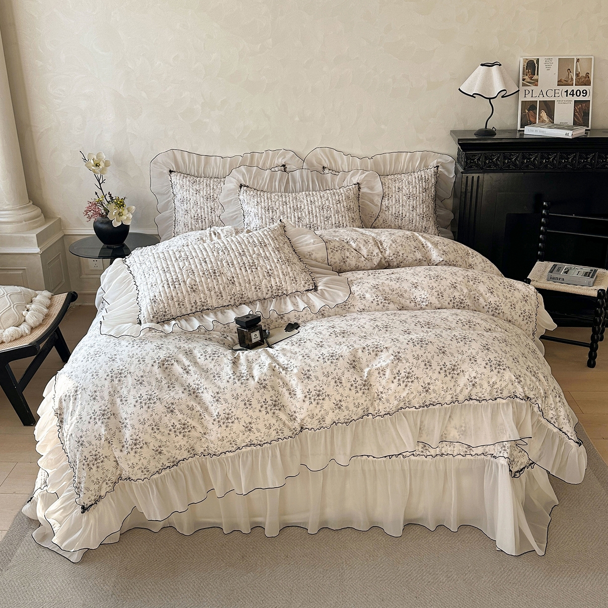 91家纺网 家纺一手货源 找家纺 （总）宜凡家纺 2026新款全棉法式碎花床盖四件套（所有四件套价格不得低于供货价+60元出售）