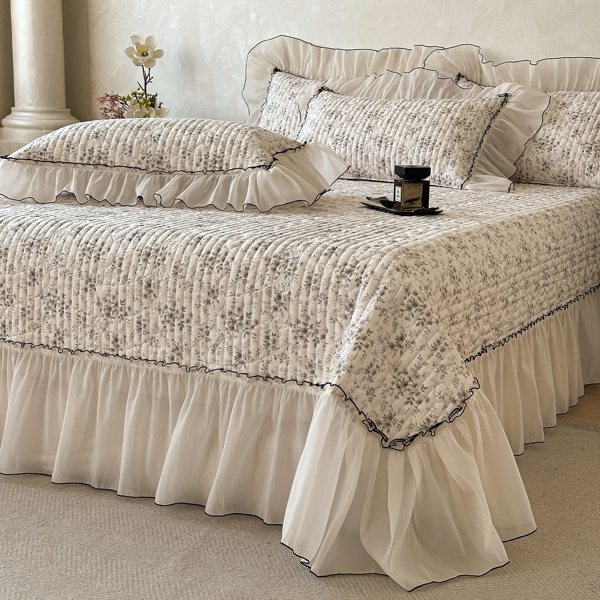 91家纺网 家纺一手货源 找家纺 （总）宜凡家纺 2026新款全棉法式碎花床盖四件套（所有四件套价格不得低于供货价+60元出售）