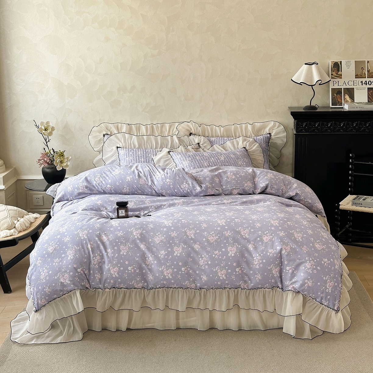 91家纺网 家纺一手货源 找家纺 宜凡家纺 2026新款全棉法式碎花床盖四件套（所有四件套价格不得低于供货价+60元出售） 雾野