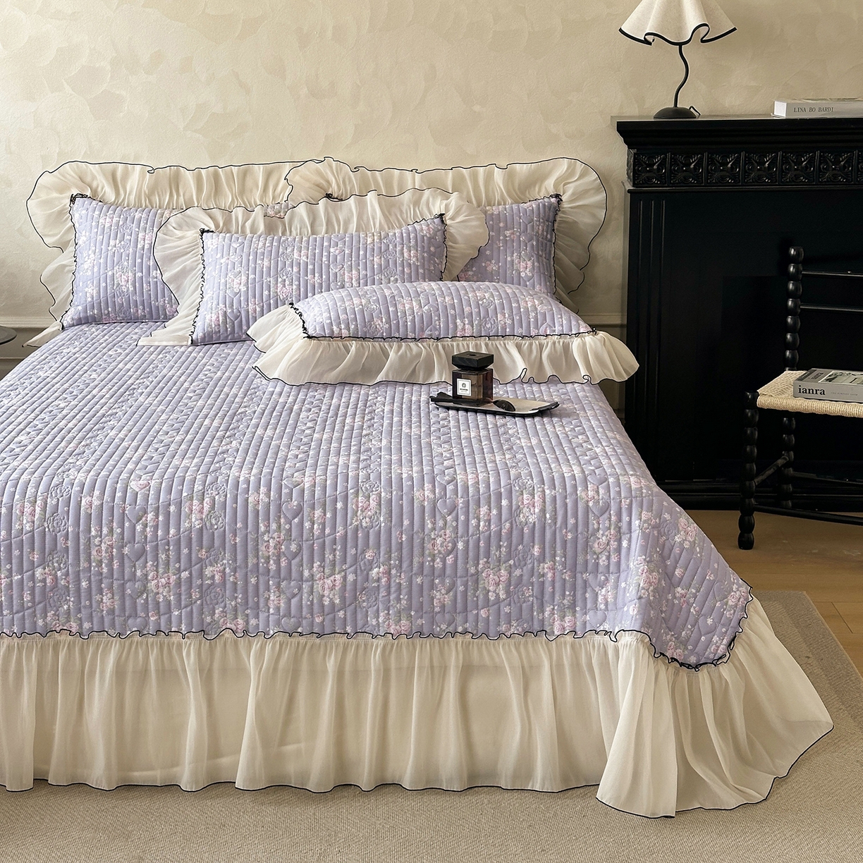 91家纺网 家纺一手货源 找家纺 宜凡家纺 2026新款全棉法式碎花床盖四件套（所有四件套价格不得低于供货价+60元出售） 雾野