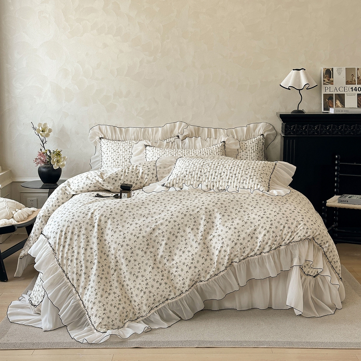 91家纺网 家纺一手货源 找家纺 宜凡家纺 2026新款全棉法式碎花床盖四件套（所有四件套价格不得低于供货价+60元出售） 流莹