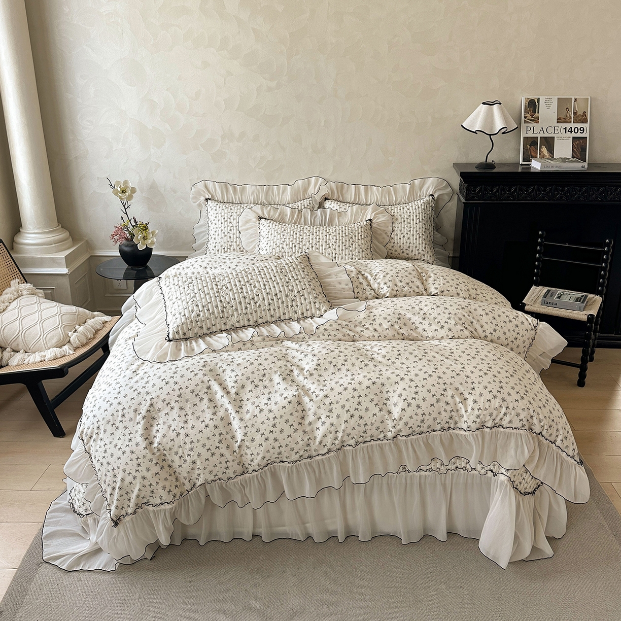 91家纺网 家纺一手货源 找家纺 宜凡家纺 2026新款全棉法式碎花床盖四件套（所有四件套价格不得低于供货价+60元出售） 流莹