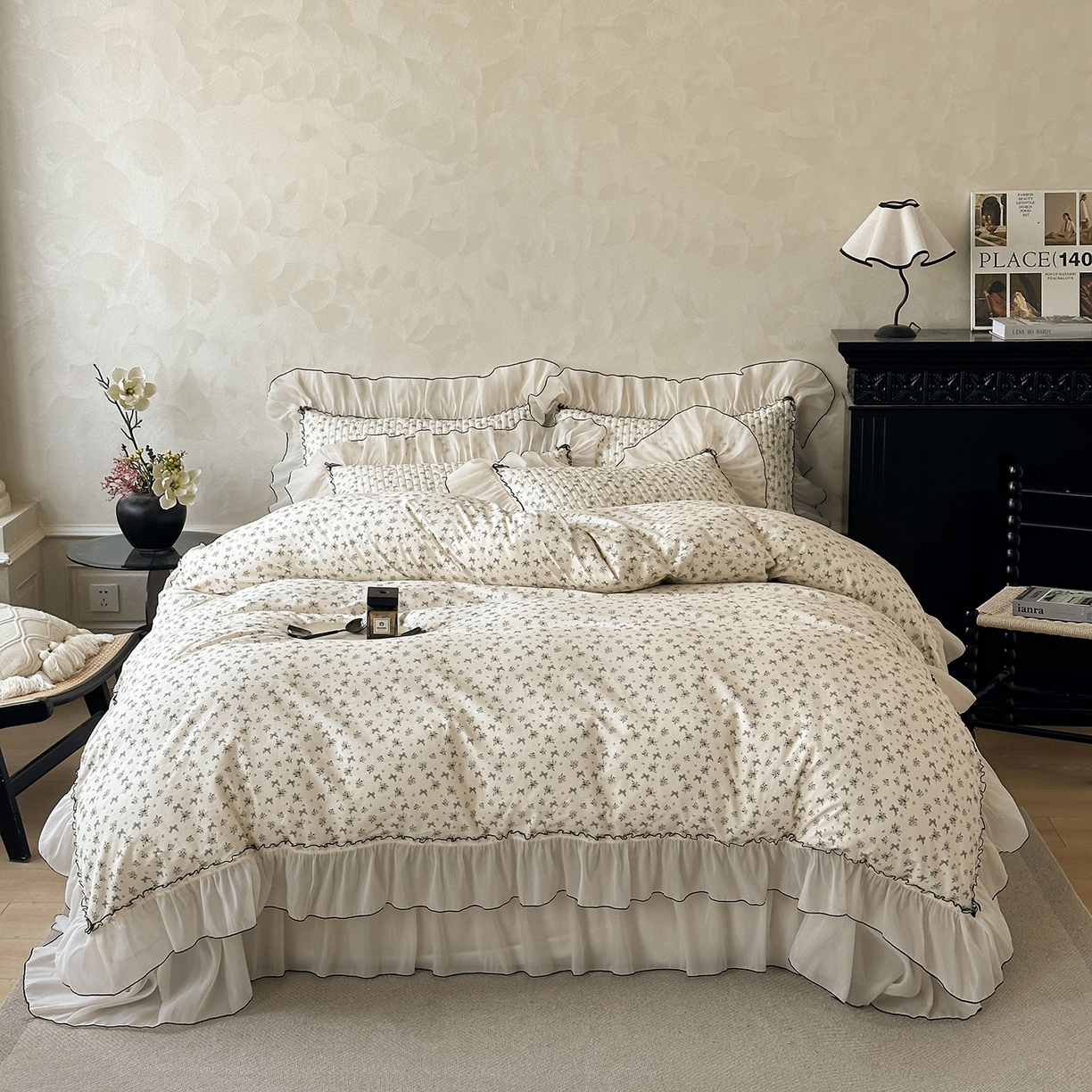 91家纺网 家纺一手货源 找家纺 宜凡家纺 2026新款全棉法式碎花床盖四件套（所有四件套价格不得低于供货价+60元出售） 流莹