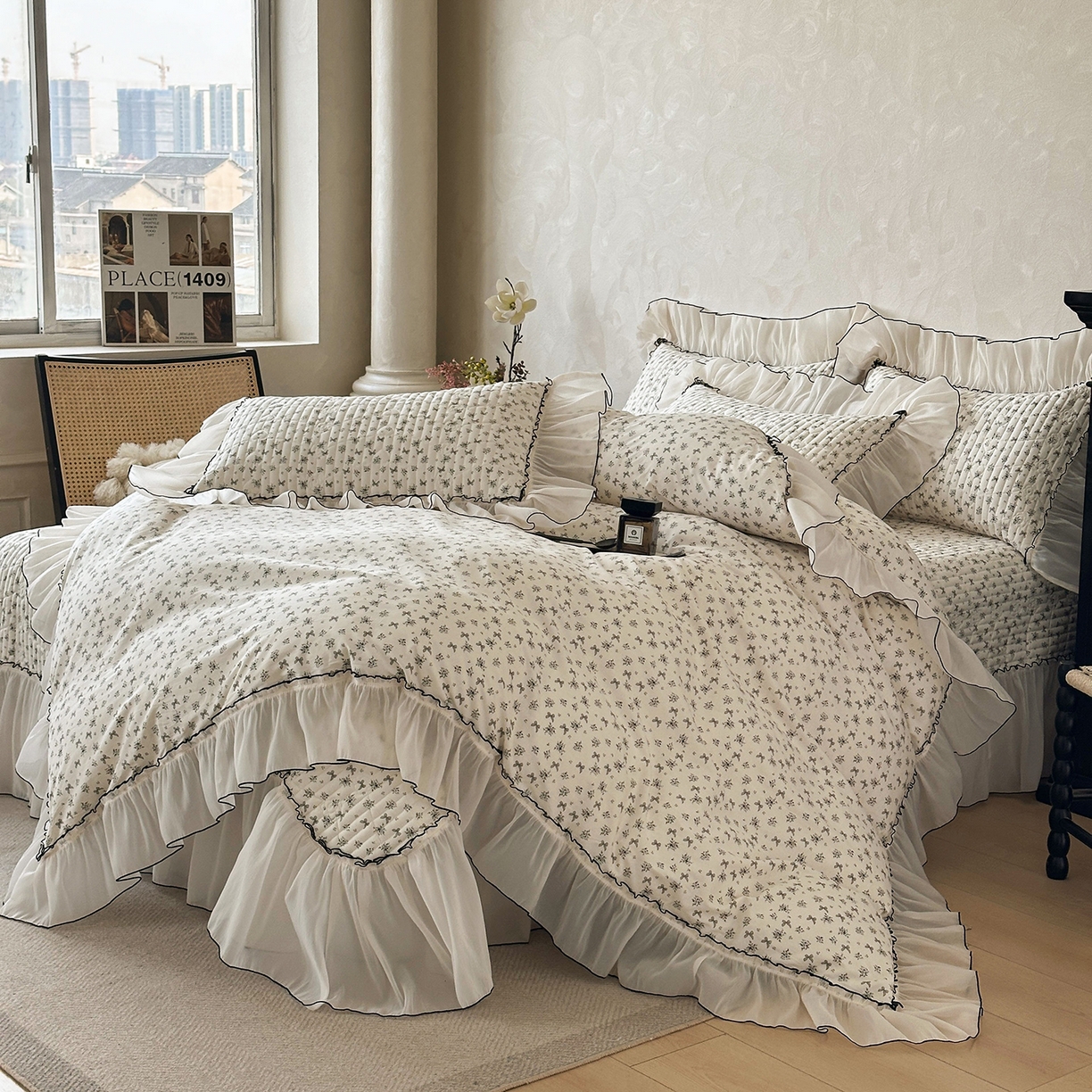 91家纺网 家纺一手货源 找家纺 宜凡家纺 2026新款全棉法式碎花床盖四件套（所有四件套价格不得低于供货价+60元出售） 流莹