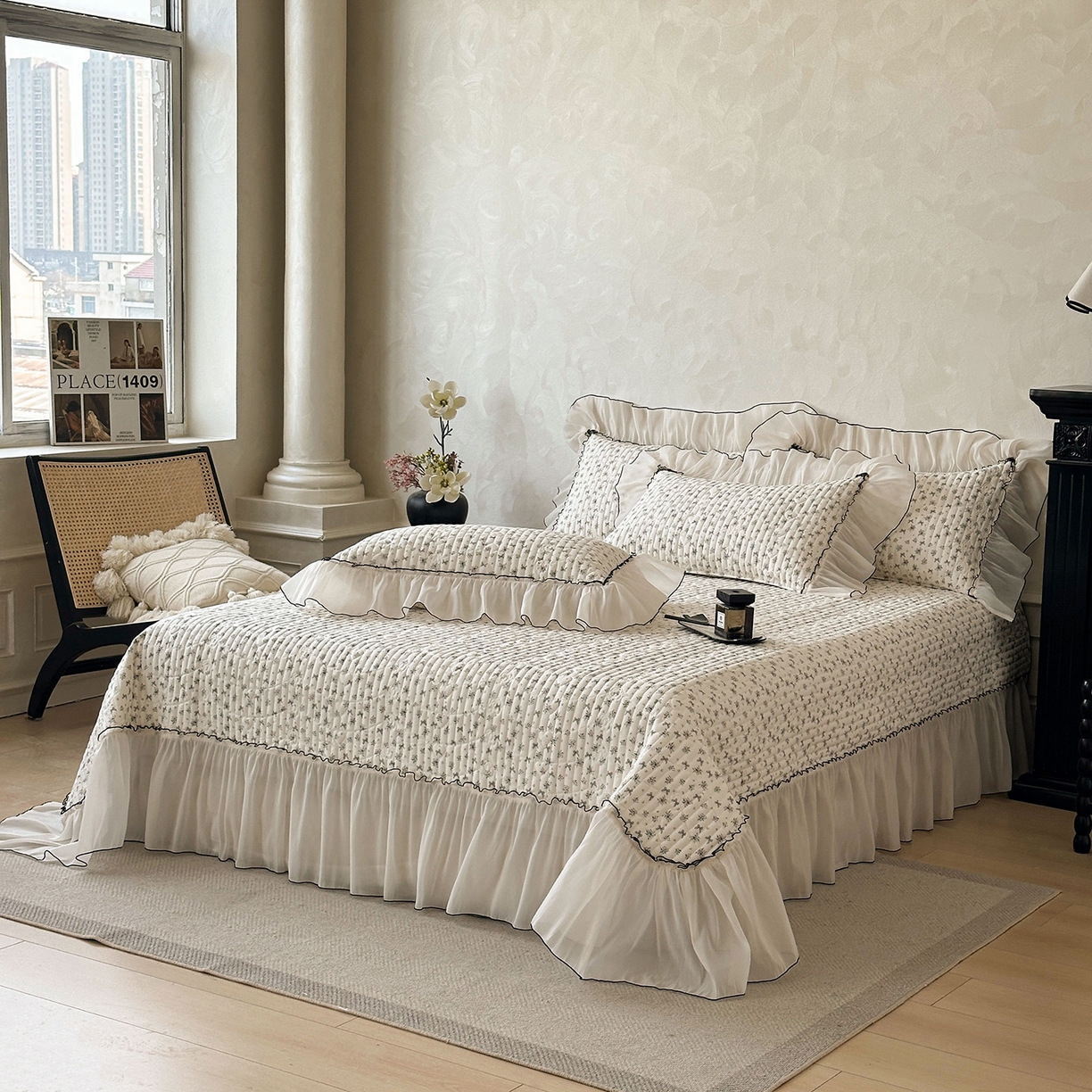 91家纺网 家纺一手货源 找家纺 宜凡家纺 2026新款全棉法式碎花床盖四件套（所有四件套价格不得低于供货价+60元出售） 流莹