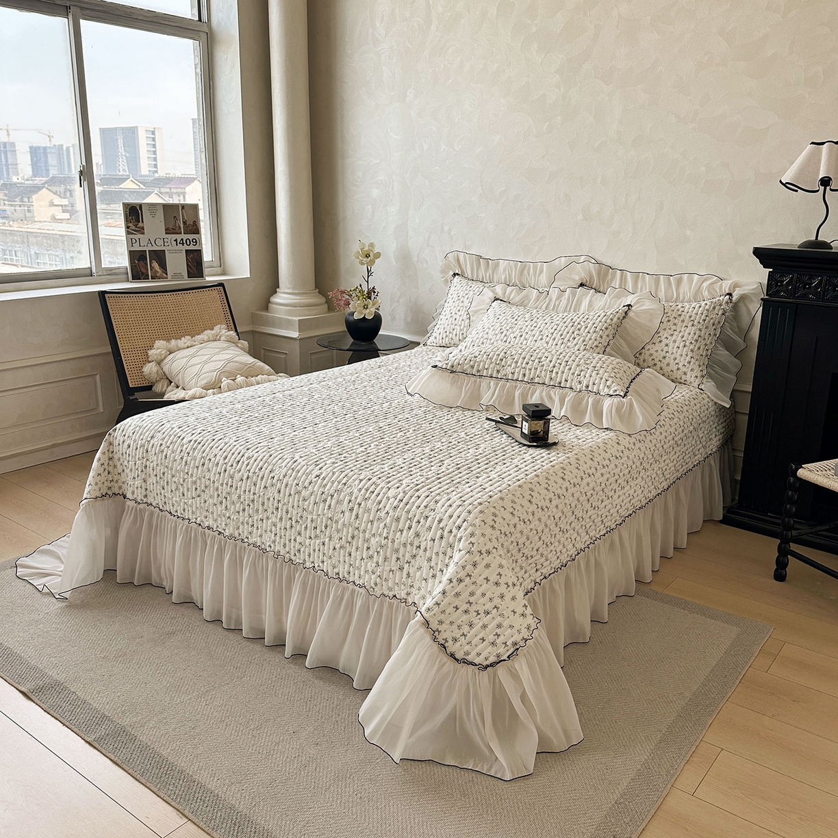 91家纺网 家纺一手货源 找家纺 宜凡家纺 2026新款全棉法式碎花床盖四件套（所有四件套价格不得低于供货价+60元出售） 流莹