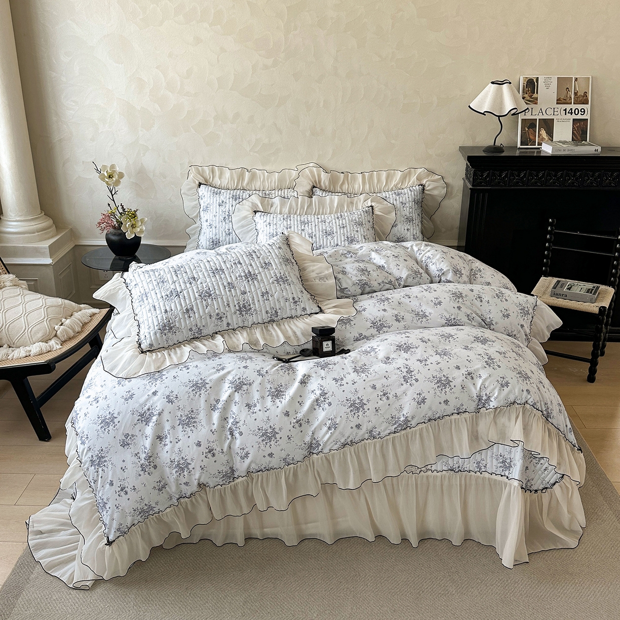 91家纺网 家纺一手货源 找家纺 宜凡家纺 2026新款全棉法式碎花床盖四件套（所有四件套价格不得低于供货价+60元出售） 拾光