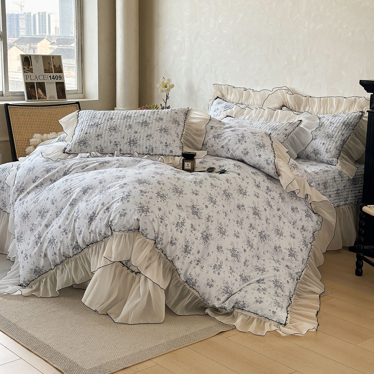 91家纺网 家纺一手货源 找家纺 宜凡家纺 2026新款全棉法式碎花床盖四件套（所有四件套价格不得低于供货价+60元出售） 拾光