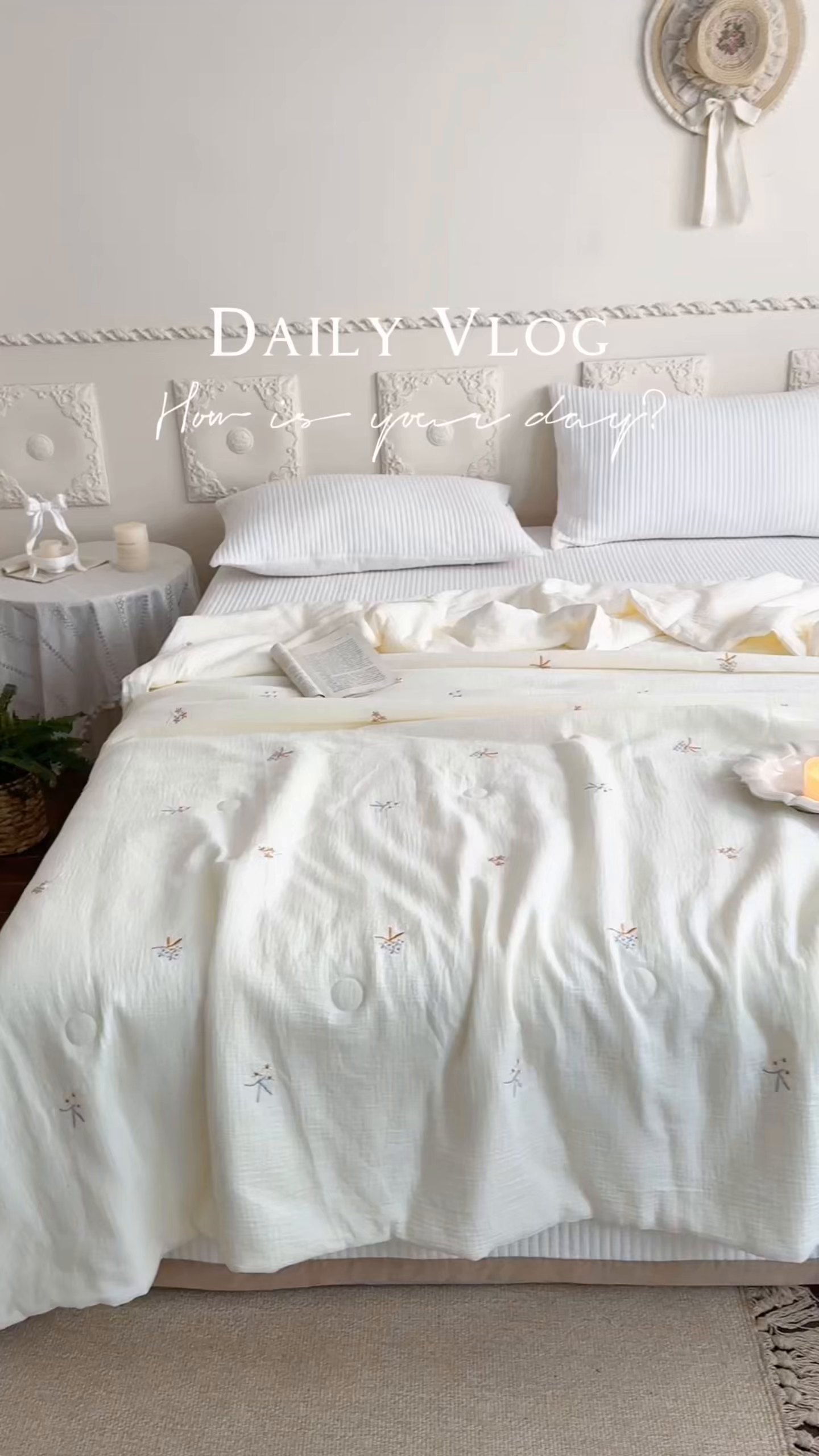 91家纺网 家纺一手货源 找家纺 木楌家居 2026新款全棉皱皱纱刺绣款夏被床盖四件套 枝意