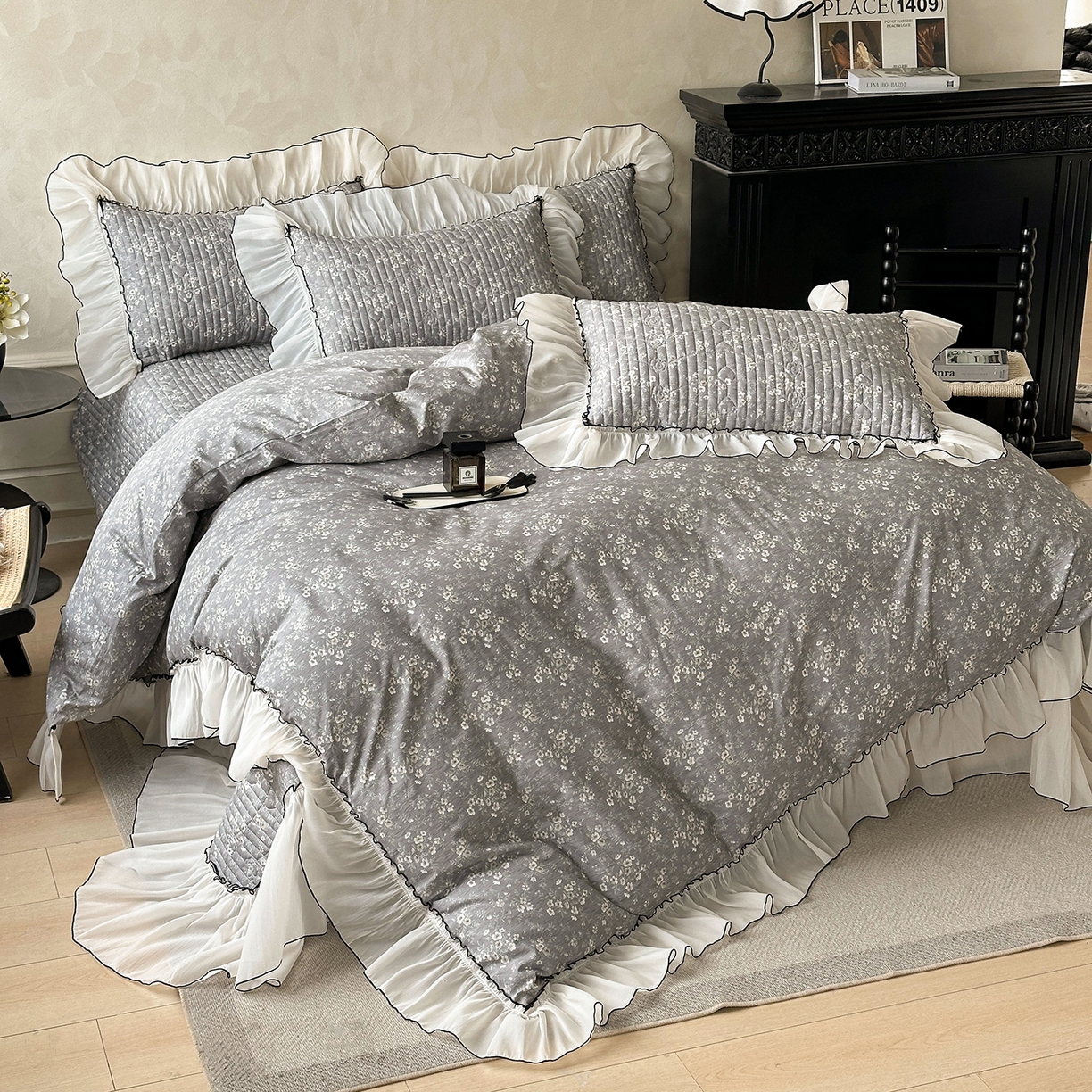 91家纺网 家纺一手货源 找家纺 宜凡家纺 2026新款全棉法式碎花床盖四件套（所有四件套价格不得低于供货价+60元出售） 香缇丽