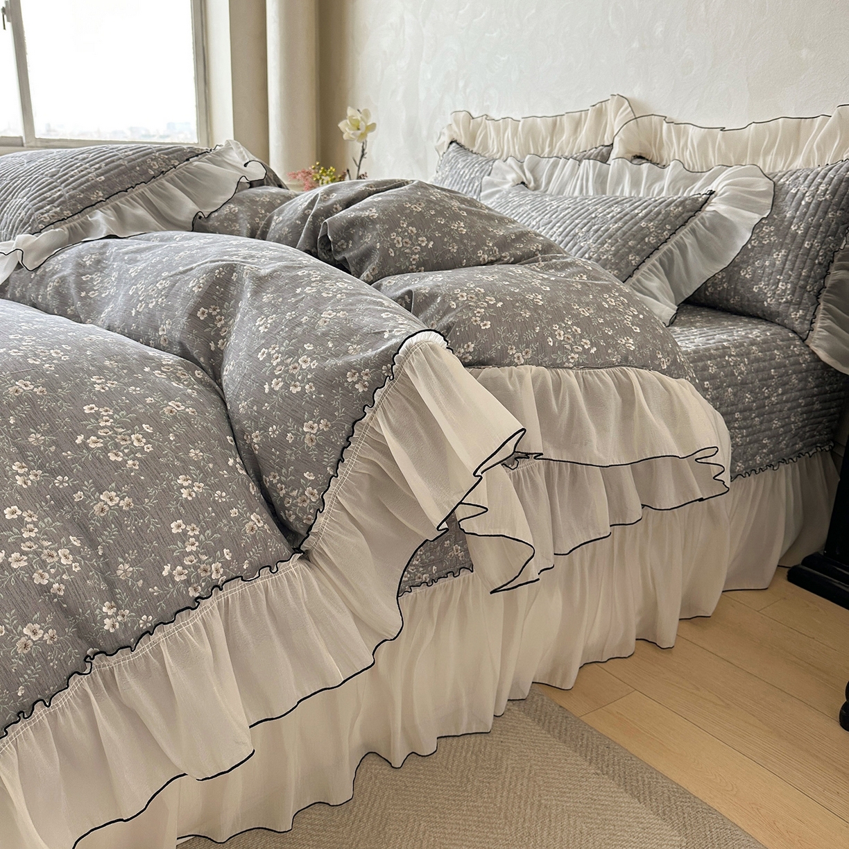 91家纺网 家纺一手货源 找家纺 宜凡家纺 2026新款全棉法式碎花床盖四件套（所有四件套价格不得低于供货价+60元出售） 香缇丽