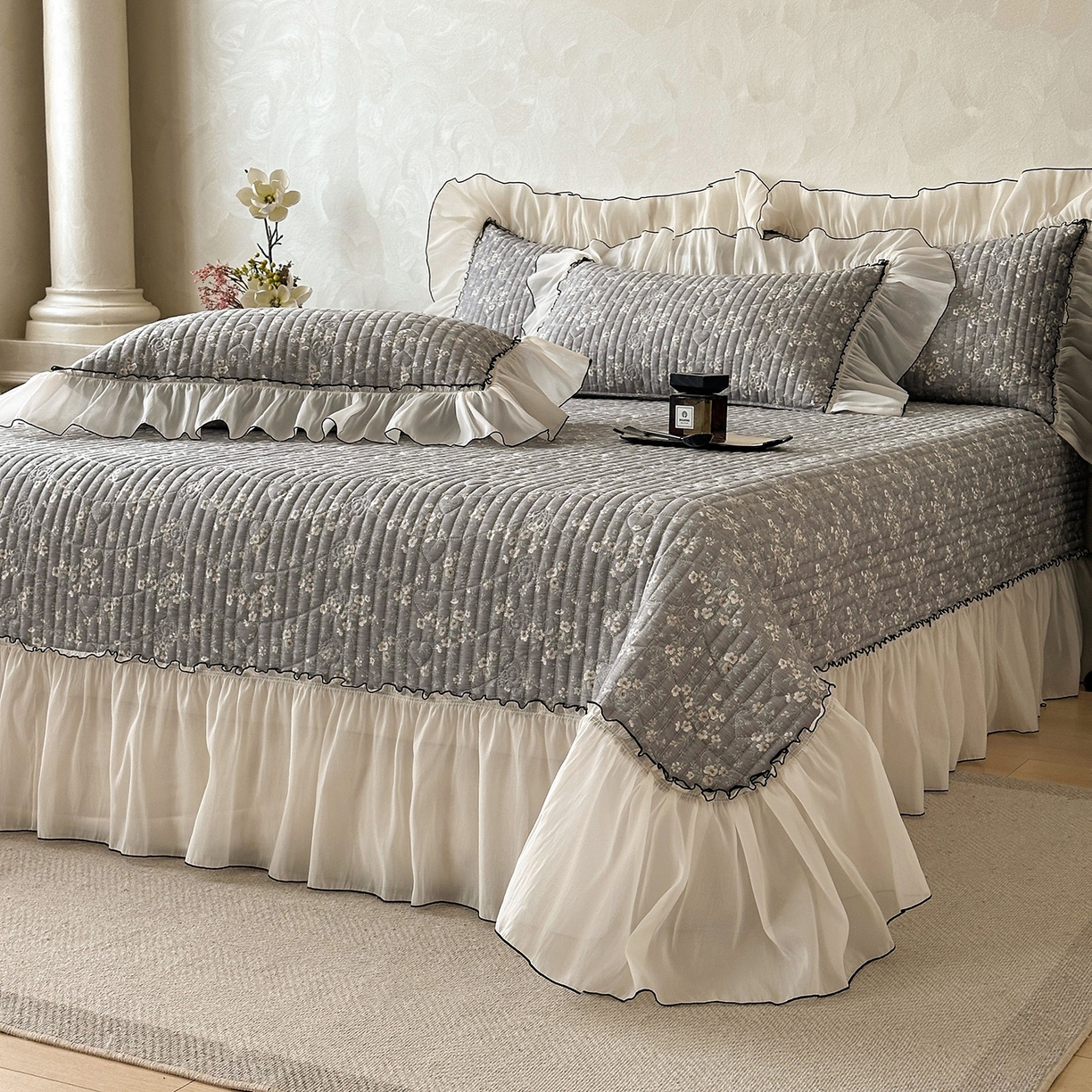 91家纺网 家纺一手货源 找家纺 宜凡家纺 2026新款全棉法式碎花床盖四件套（所有四件套价格不得低于供货价+60元出售） 香缇丽