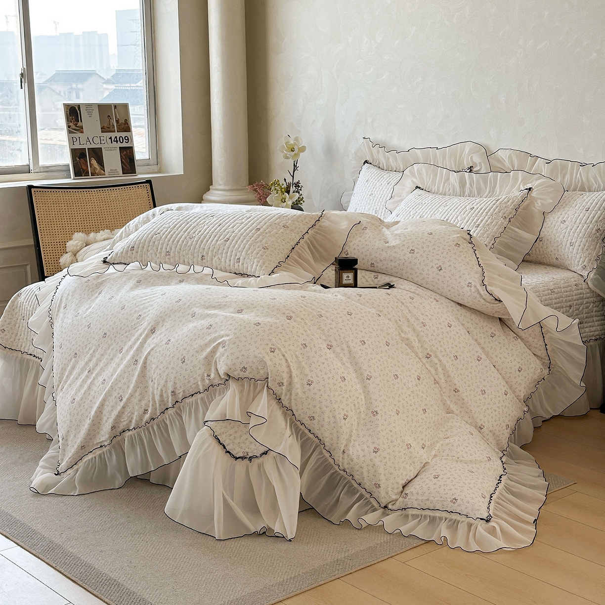 91家纺网 家纺一手货源 找家纺 宜凡家纺 2026新款全棉法式碎花床盖四件套（所有四件套价格不得低于供货价+60元出售） 忆梦