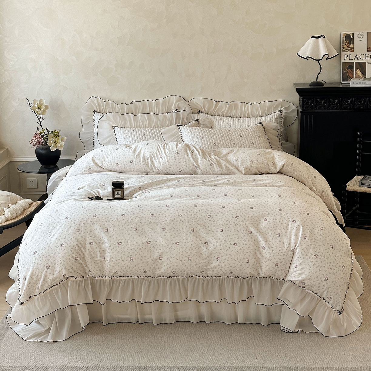 91家纺网 家纺一手货源 找家纺 宜凡家纺 2026新款全棉法式碎花床盖四件套（所有四件套价格不得低于供货价+60元出售） 忆梦