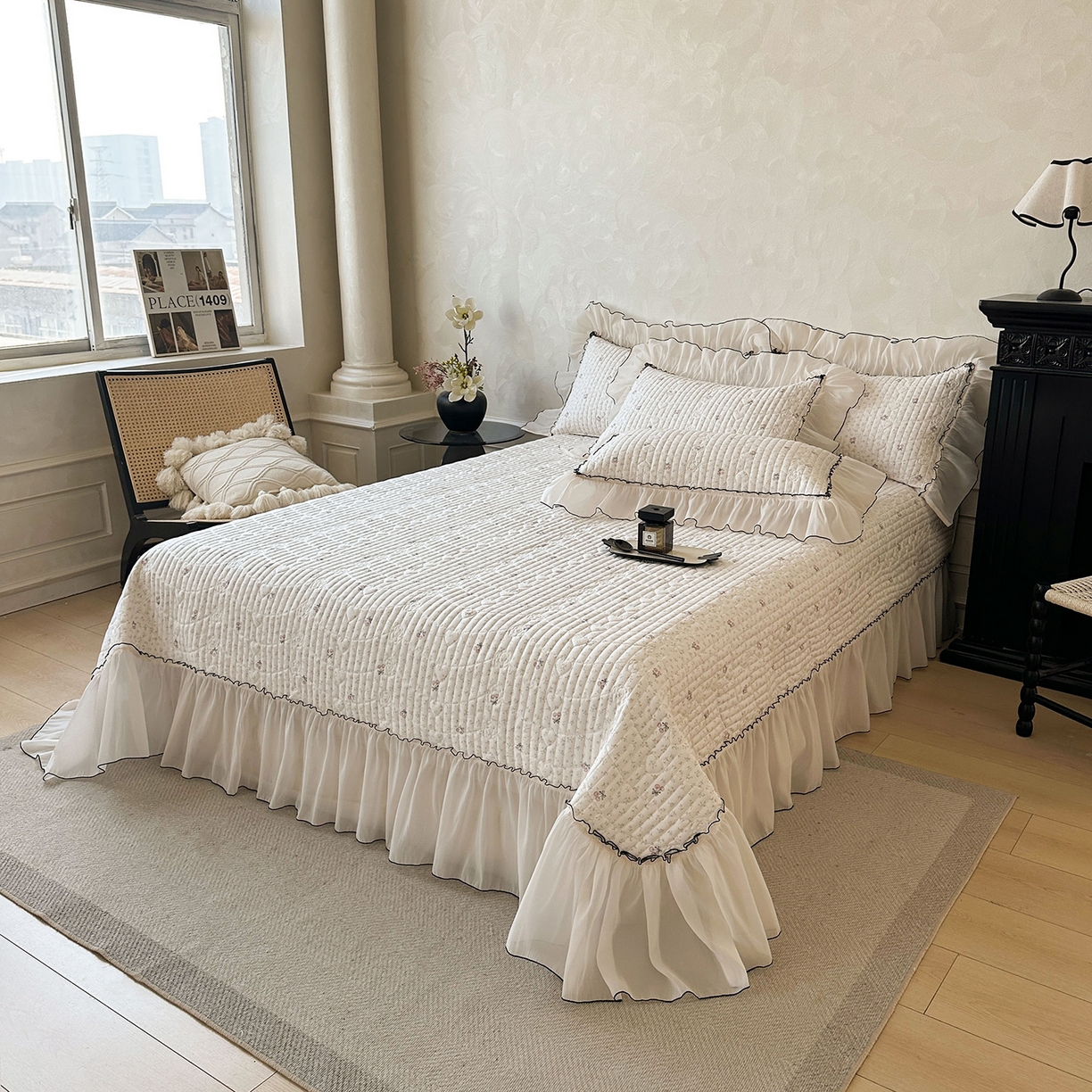 91家纺网 家纺一手货源 找家纺 宜凡家纺 2026新款全棉法式碎花床盖四件套（所有四件套价格不得低于供货价+60元出售） 忆梦