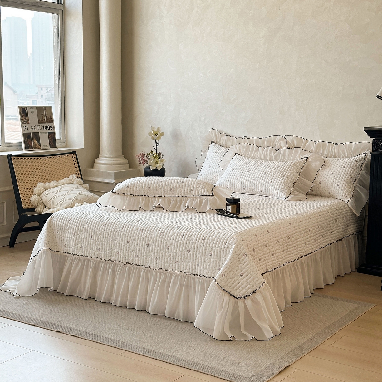 91家纺网 家纺一手货源 找家纺 宜凡家纺 2026新款全棉法式碎花床盖四件套（所有四件套价格不得低于供货价+60元出售） 忆梦