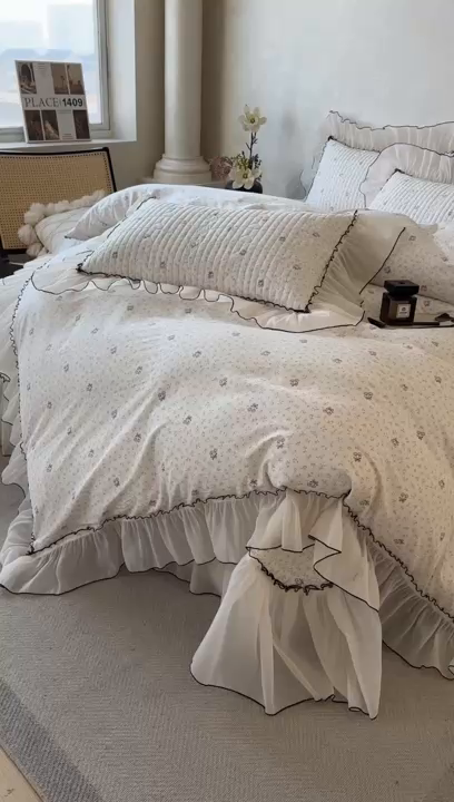 91家纺网 家纺一手货源 找家纺 宜凡家纺 2026新款全棉法式碎花床盖四件套（所有四件套价格不得低于供货价+60元出售） 忆梦