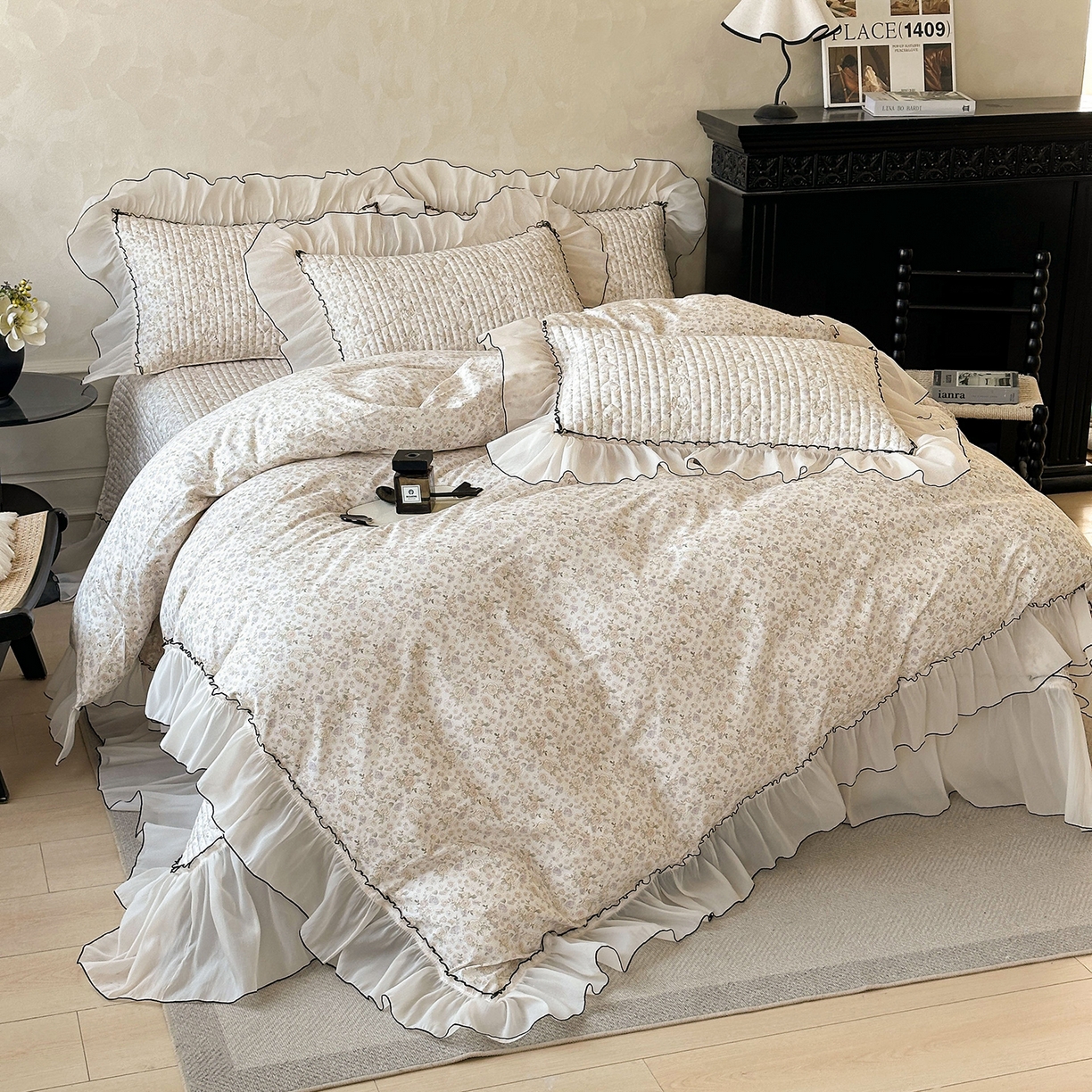 91家纺网 家纺一手货源 找家纺 宜凡家纺 2026新款全棉法式碎花床盖四件套（所有四件套价格不得低于供货价+60元出售） 云端花海