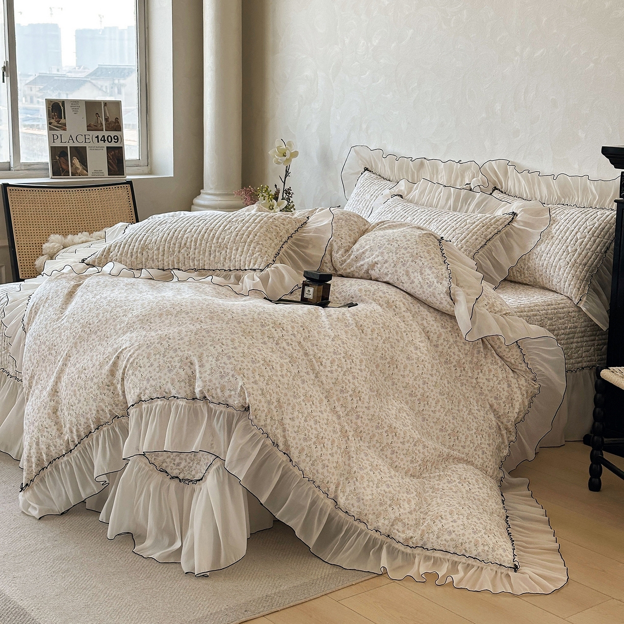 91家纺网 家纺一手货源 找家纺 宜凡家纺 2026新款全棉法式碎花床盖四件套（所有四件套价格不得低于供货价+60元出售） 云端花海