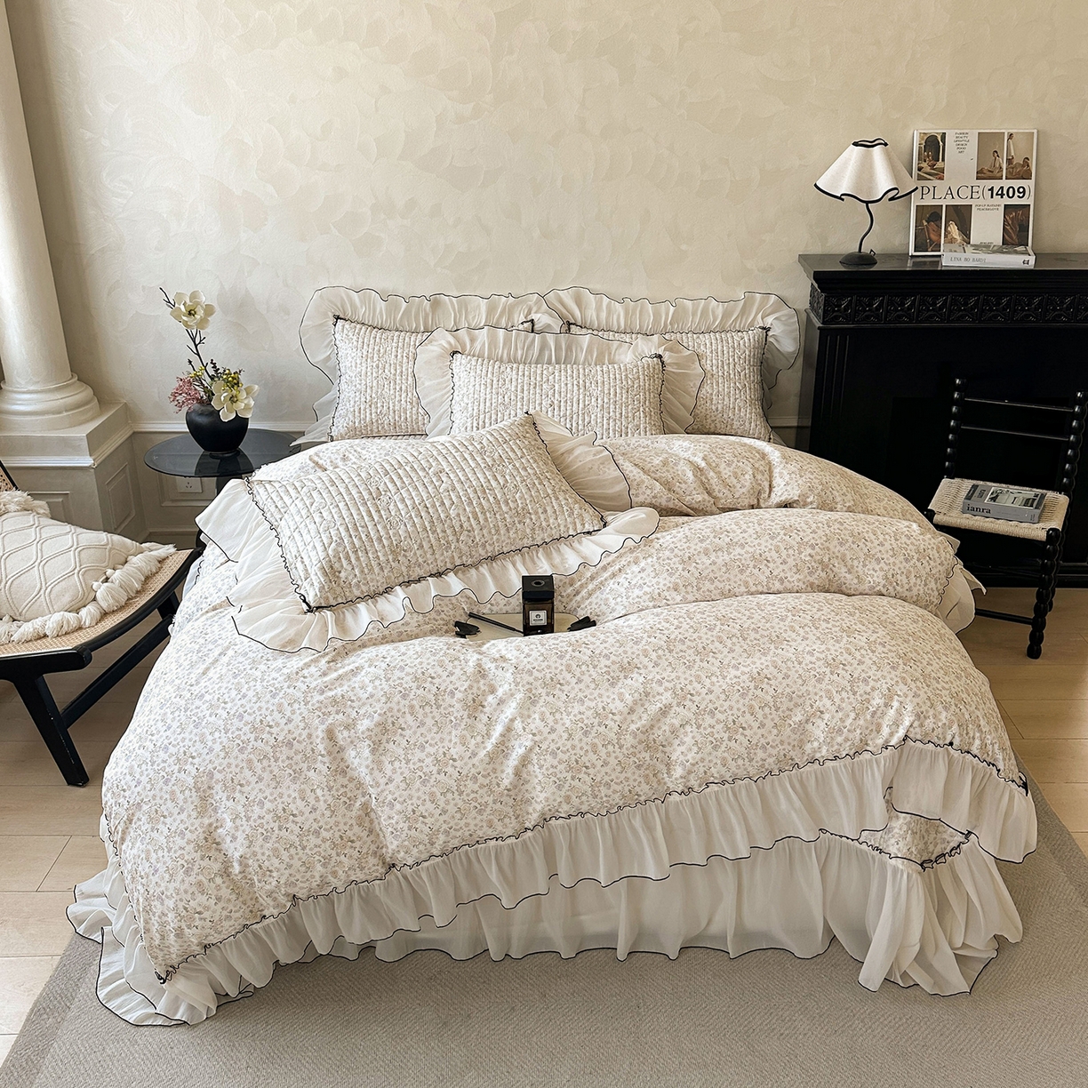 91家纺网 家纺一手货源 找家纺 宜凡家纺 2026新款全棉法式碎花床盖四件套（所有四件套价格不得低于供货价+60元出售） 云端花海