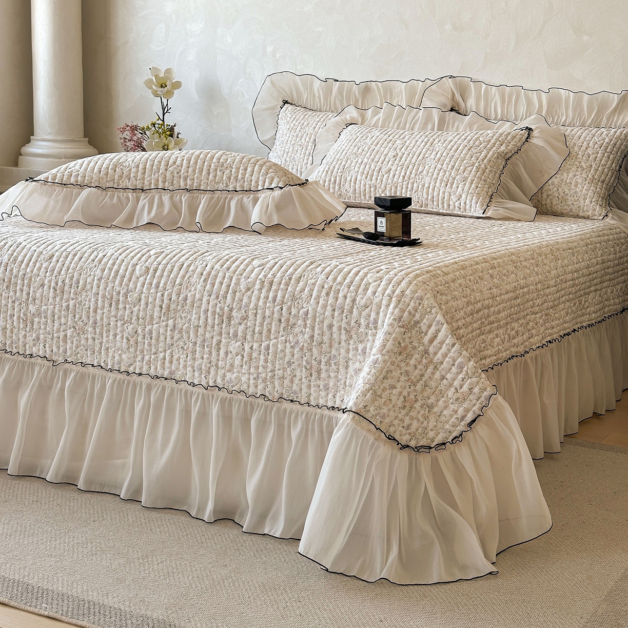 91家纺网 家纺一手货源 找家纺 宜凡家纺 2026新款全棉法式碎花床盖四件套（所有四件套价格不得低于供货价+60元出售） 云端花海