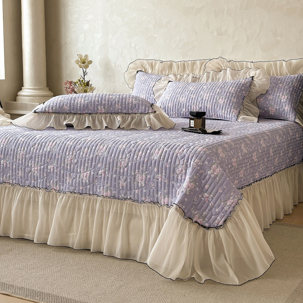 91家纺网 家纺一手货源 找家纺 （总）宜凡家纺 2026新款全棉法式碎花床盖三件套（所有三件套价格不得低于供货价+45元出售）