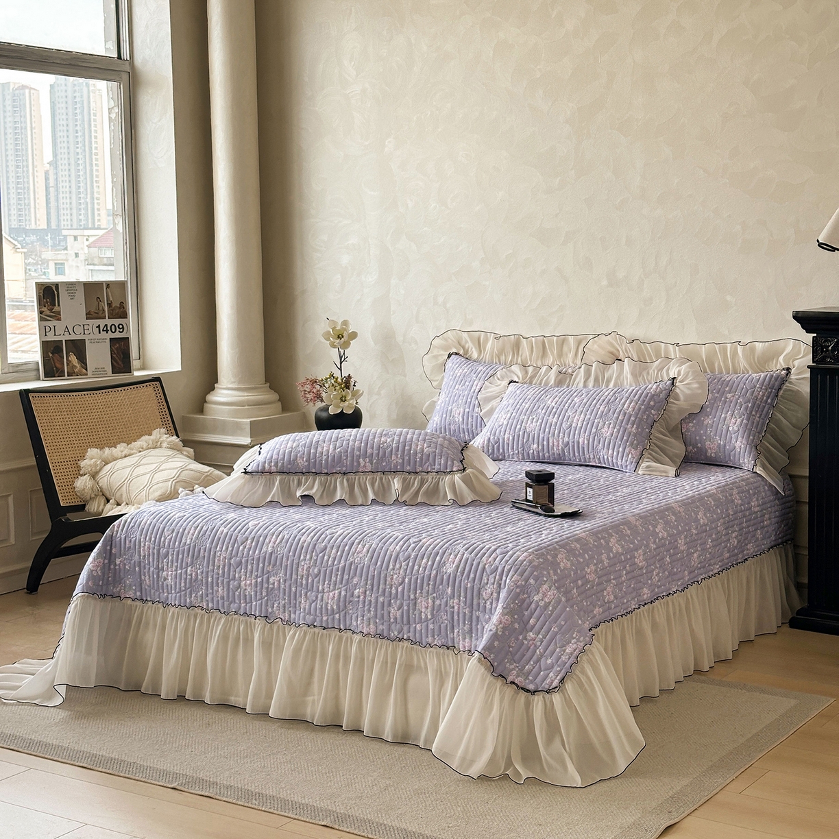 91家纺网 家纺一手货源 找家纺 （总）宜凡家纺 2026新款全棉法式碎花床盖三件套（所有三件套价格不得低于供货价+45元出售）