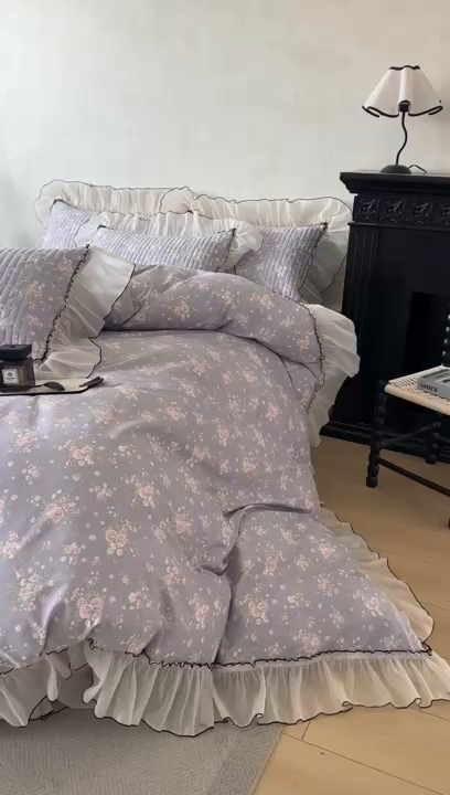 91家纺网 家纺一手货源 找家纺 （总）宜凡家纺 2026新款全棉法式碎花床盖三件套（所有三件套价格不得低于供货价+45元出售）